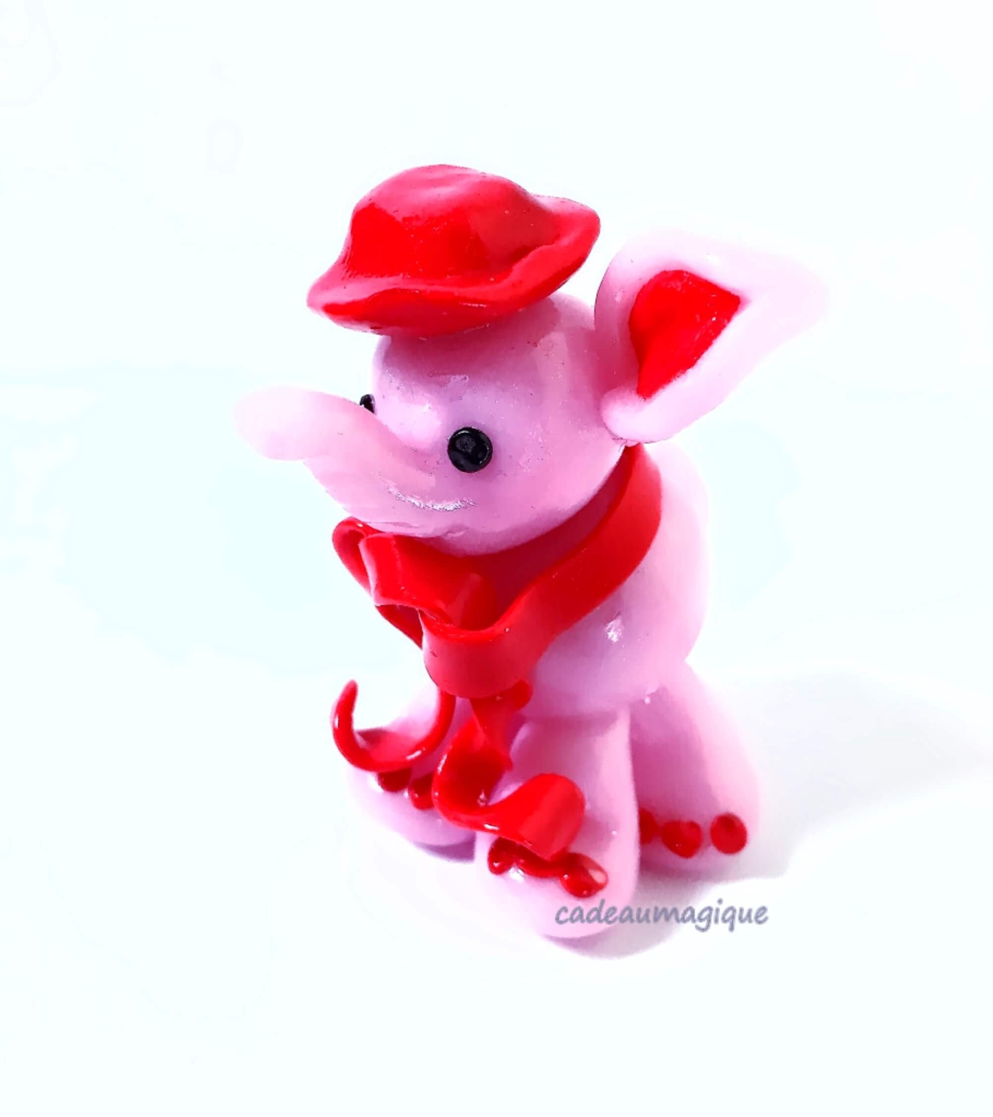 Pink Kawaii Elephant Red Fimo Scarf Baby Shower Decorations Pink Kawaii Elephant Red Fimo Scarf Baby Shower Decorations