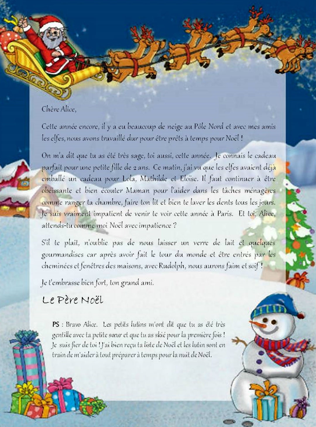 Maman Est Ce Que Ta Chambre Te Plait Lettre personnalisée du père noël : cadeau magique enfant bébé - Etsy France