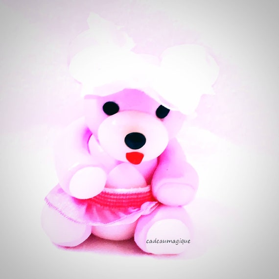 Pink miniature cub - pink tutu - fimo figurine - bebe girl ad