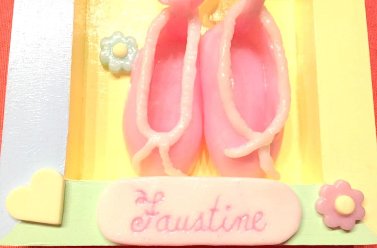 personalized door plate - frame wood - pastel - dance - ballet flats - fimo - cadeaumagique booties