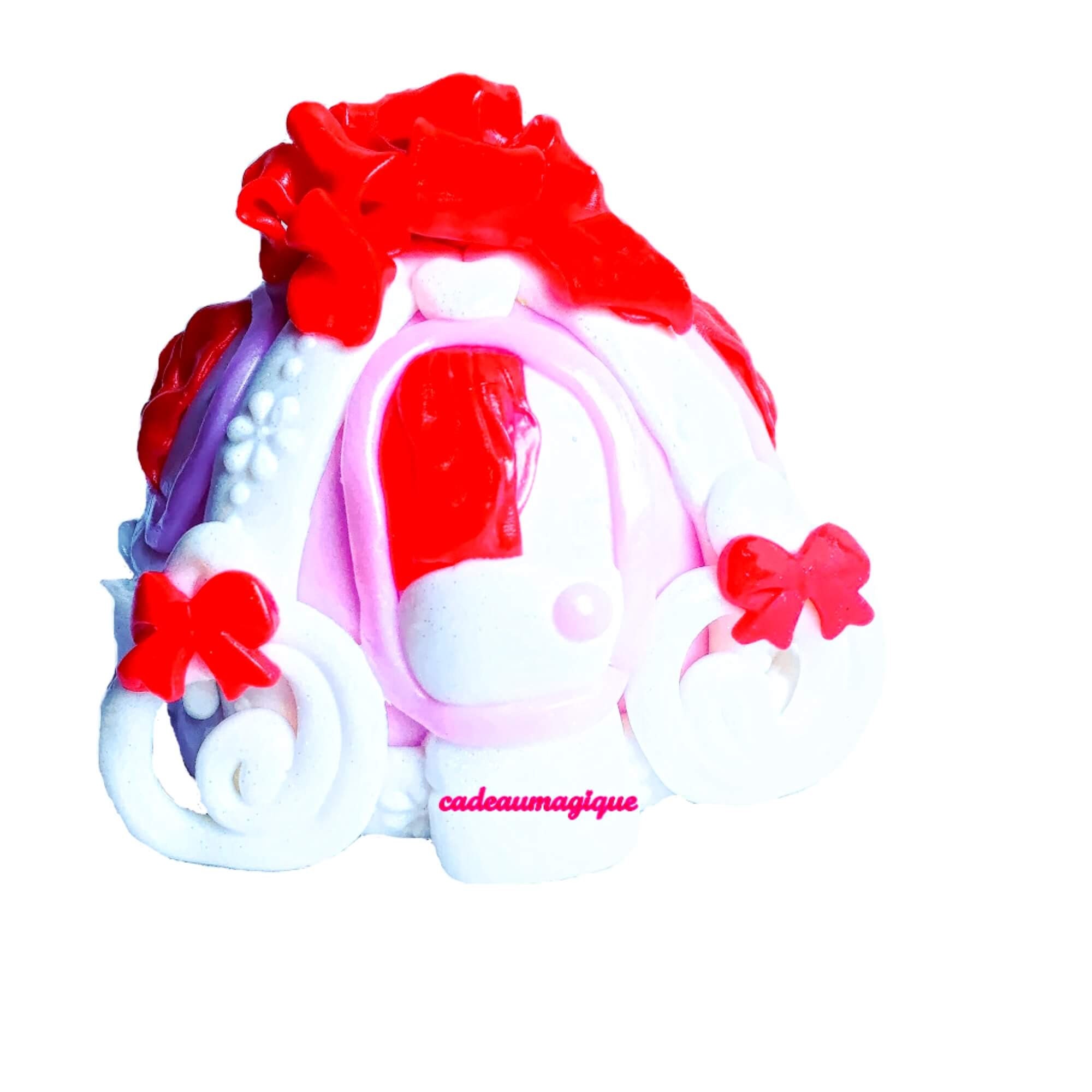 Adorable Carrosse Citrouille Rose Quartz Fushia Fimo Tirelire Petite Fille