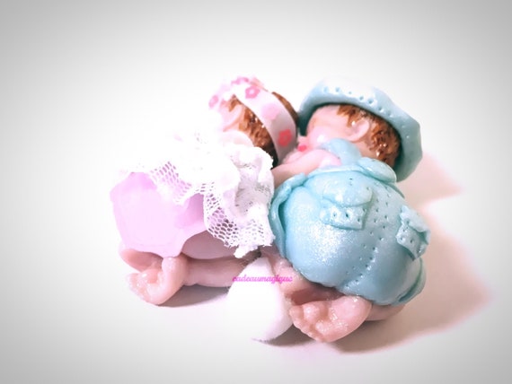 Bebe Fille Et Bebe Garcon Jumeaux En Fimo Annonce Grossesse Etsy