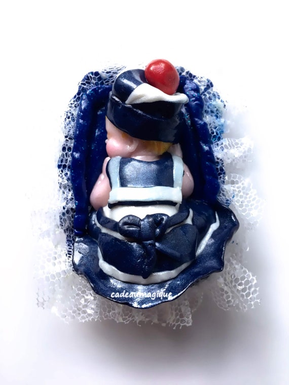 Bebe Fille Robe Mariniere Sur Coussin En Fimo Decoration Etsy