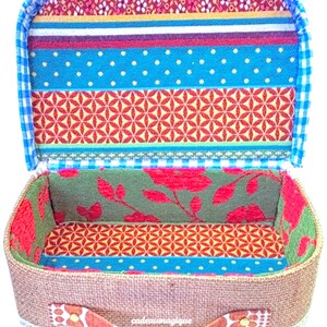 vintage suitcase in cardboard gypsy fabric: box a jewelry deco boho image 6