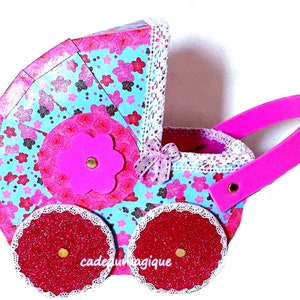 Fushia Miniature Flower Cardboard Pram: Glamorous Little Girl Gift image 7