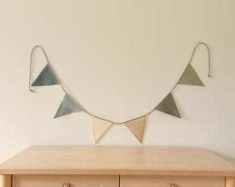 Pastel Linen Bunting Banner | Handmade Linen Garland for Nursery, Playroom & Calm Home Decor