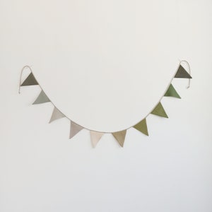 Green linen bunting garland