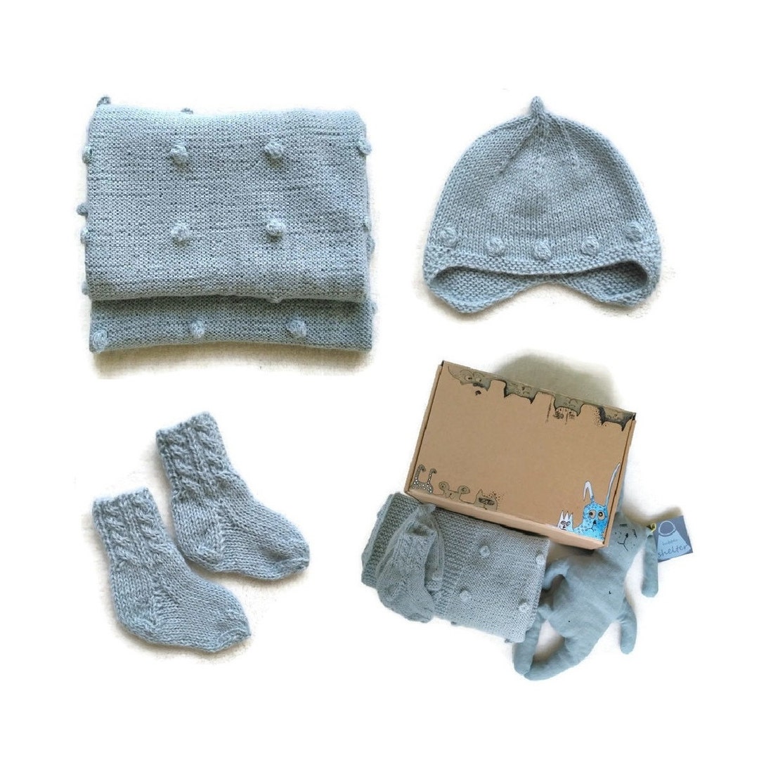 Hand Knit Baby Blanket. Alpaca Baby Blanket Set. - Etsy