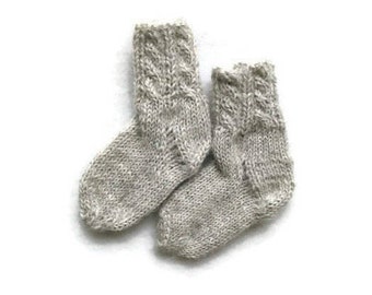 Knit alpaca wool socks for baby