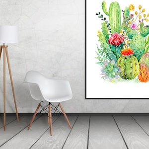 Cactus Art Print, succulents, cacti, wall art, desert, Arizona, bohemian home decor, office artwork, Texas, hand painted watercolour print
