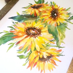 Sunflowers Watercolour Print, art print, office wall art, floral home decor, spring poster print, watercolor art, sunflower, flower artwork