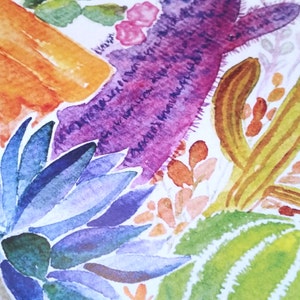 Cactus Watercolor Art Print, cacti, desert, succulent, Arizona, South America, boho, bohemian, office art, arid, spines, aloe vera, Texas, image 3