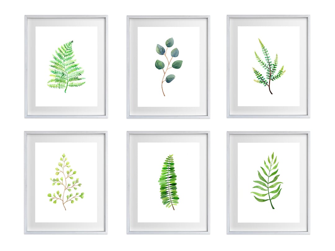 Leaves Art Prints / Green Watercolor Art / Hamptons Style Watercolour ...