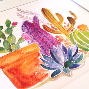 Cactus Watercolor Art Print, cacti, desert, succulent, Arizona, South America, boho, bohemian, office art, arid, spines, aloe vera, Texas, image 1