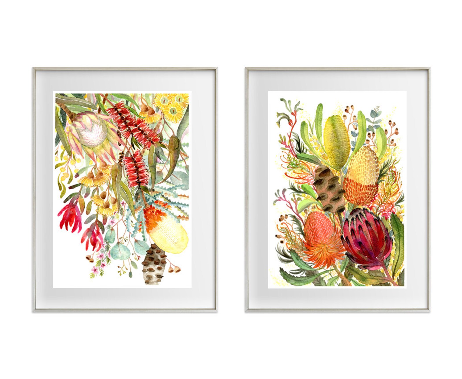 Australian Native Flower Art Prints Aussie Flora Wall Art Set Etsy Australia