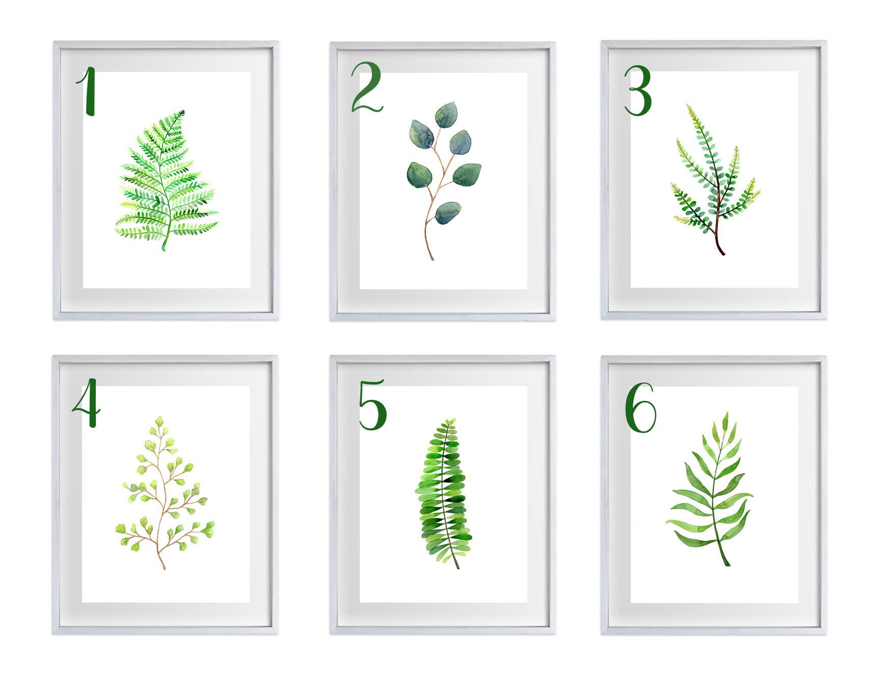 Green Leaf Watercolour Art Prints / Set of 3 / Natural Leaves Home ...