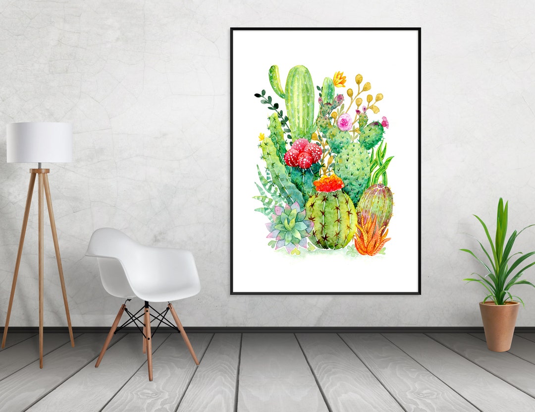 Cactus Art Print Succulents Cacti Wall Art Desert Etsy