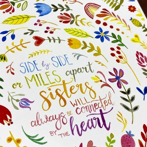 Sisters Quote Art Print, Gift for Sister Decor, Floral Watercolour ...