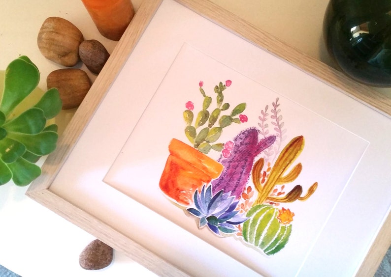 Cactus Watercolor Art Print, cacti, desert, succulent, Arizona, South America, boho, bohemian, office art, arid, spines, aloe vera, Texas, image 5