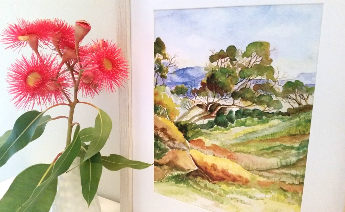 Australian Landscape Watercolour Print. Wall Art Landscape Etsy Australia