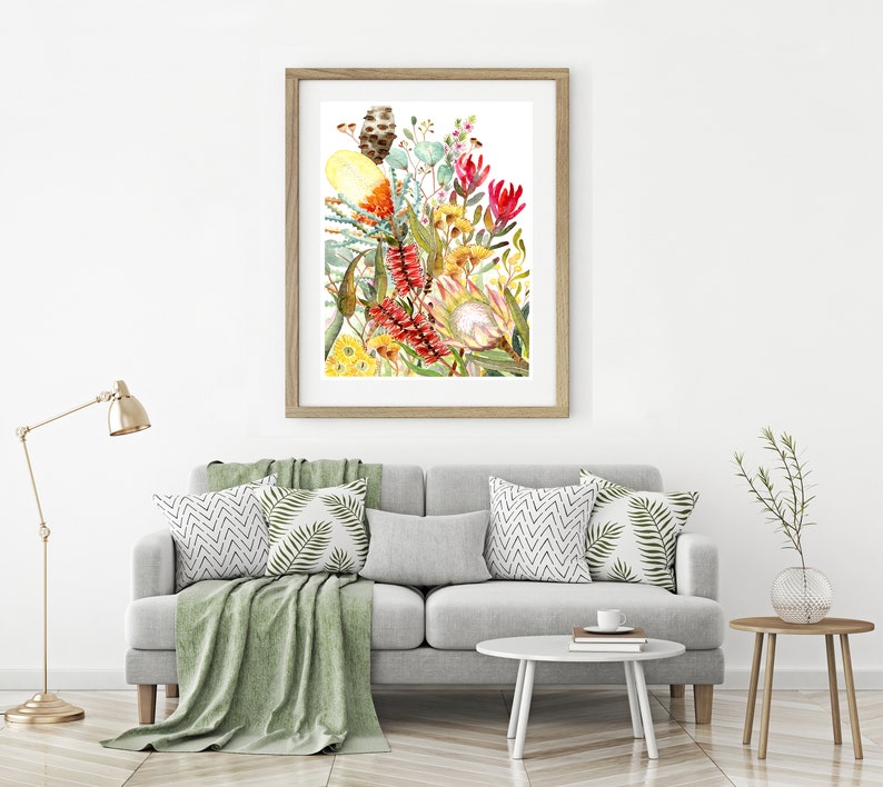 Banksia Art Print Australian Native Painting Watercolor Wall Etsy