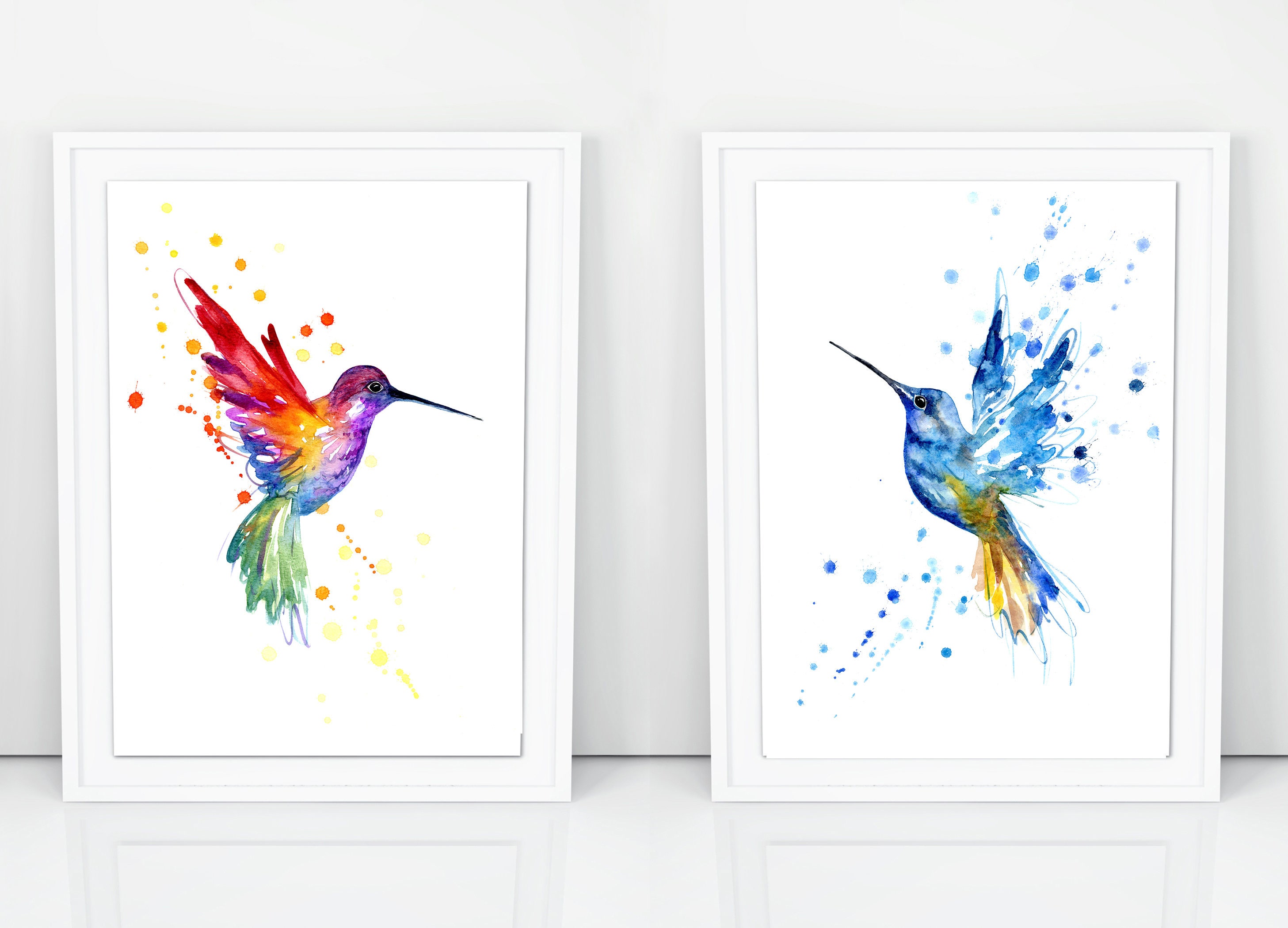 Hummingbird Pair Art Prints Bird Wall Art Office Print Etsy Australia