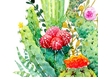 サボテンアートプリント、多肉植物、サボテン、壁アート、砂漠