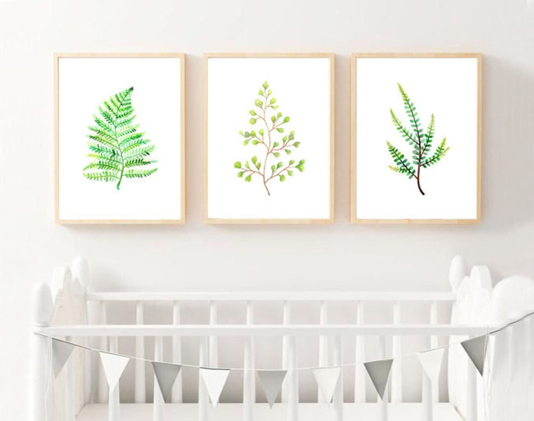 Green Leaf Watercolour Art Prints / Set of 3 / Natural Leaves - Etsy