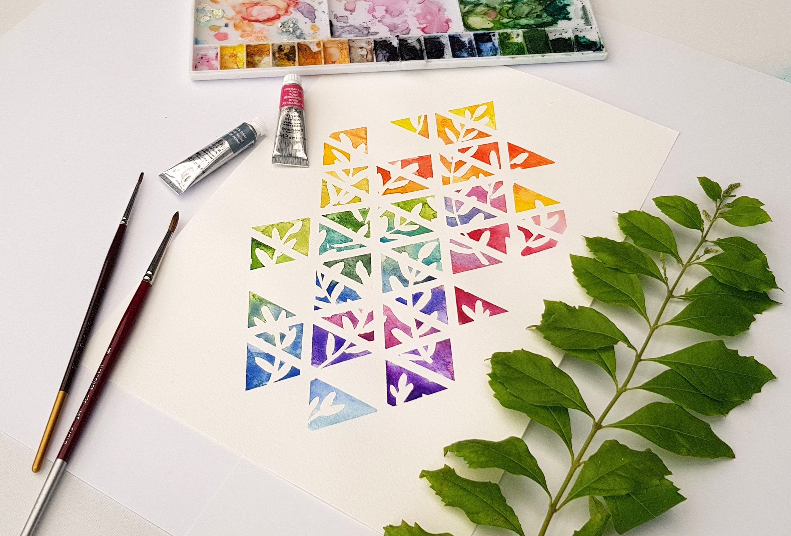Colourful Rainbow Triangles Original Watercolour Painting, Handpainted ...