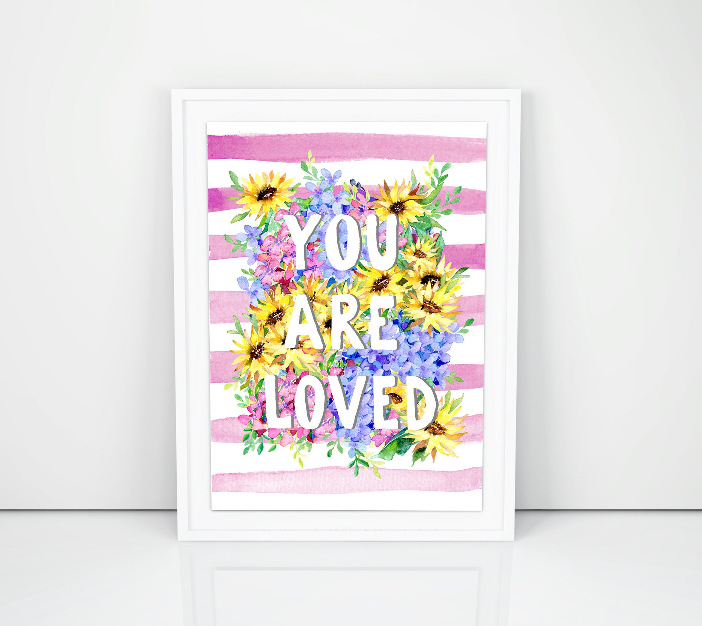 You Are Loved Nursery Decor Watercolour Art Print Girl's | Etsy