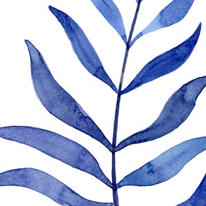 Blue Leaf Watercolour Art Prints / Set of 3 / Natural Leaves Home Decor ...