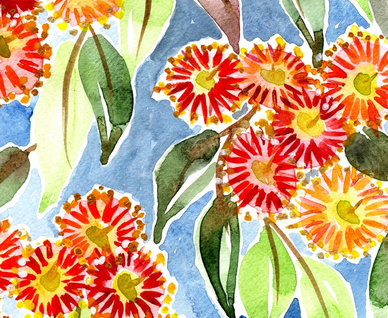 Australian Gum Blossom Art Prints Aussie Flora Wall Art Set Etsy Australia