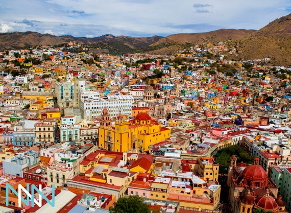 Guanajuato Cityscape Poster Print Mexican Home Decor City Etsy