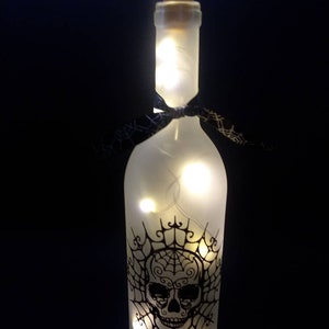 Skull Wine Bottle Light Halloween Decor skull decor Gothic decor image 3