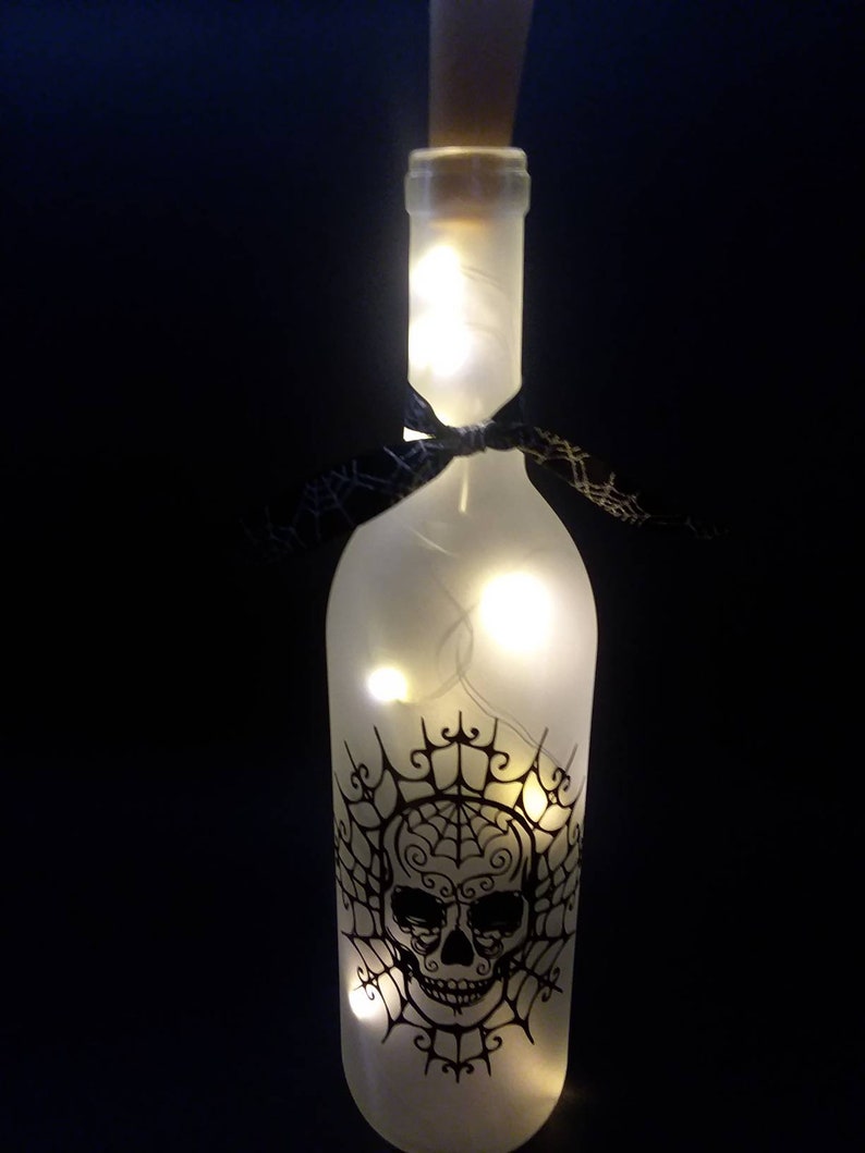 Skull Wine Bottle Light Halloween Decor skull decor Gothic decor image 3