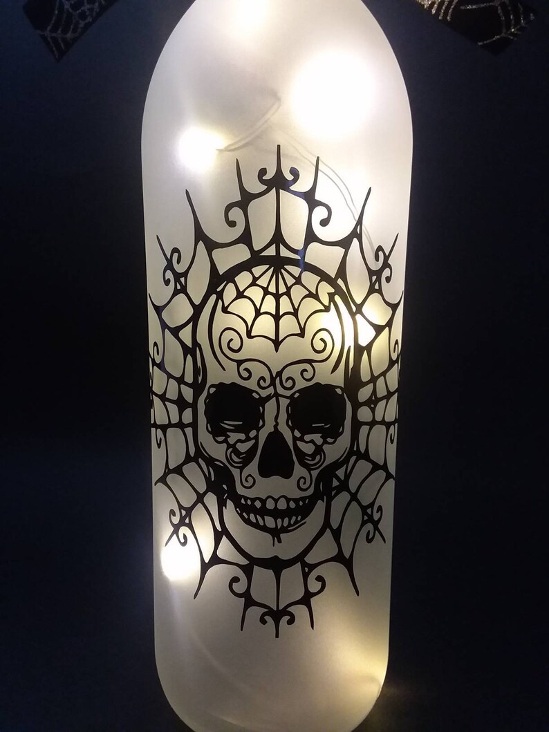 Skull Wine Bottle Light Halloween Decor skull decor Gothic decor image 2