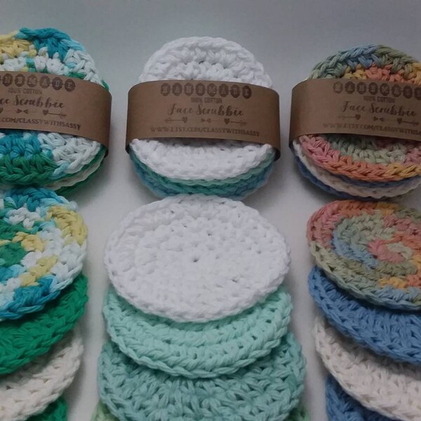 Face scrubbies - cotton face scrubbies - 100% cotton - crocheted face scrubbies - 5 pack face scrubbies - stocking stuffer - Christmas gift