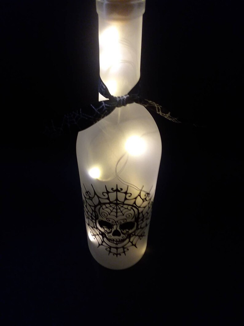 Skull Wine Bottle Light Halloween Decor skull decor Gothic decor image 9