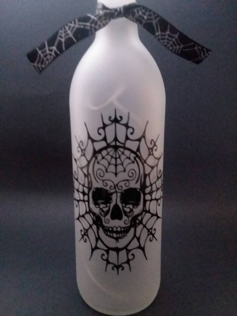 Skull Wine Bottle Light Halloween Decor skull decor Gothic decor image 8