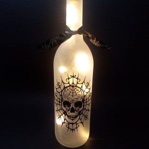 Skull Wine Bottle Light Halloween Decor skull decor Gothic decor image 5