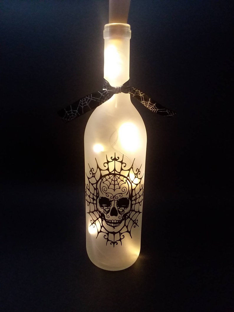 Skull Wine Bottle Light Halloween Decor skull decor Gothic decor image 5