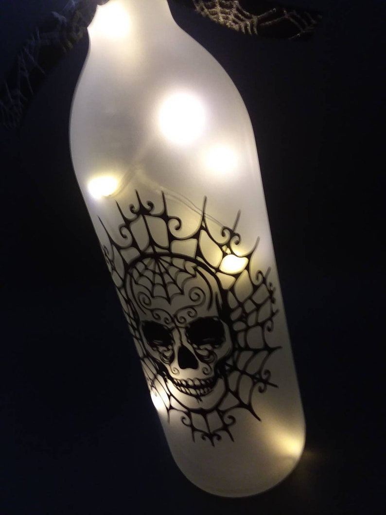 Skull Wine Bottle Light Halloween Decor skull decor Gothic decor image 7