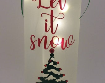 Christmas Wine Bottle Light - Christmas Decor - Let it snow - Christmas Centerpiece