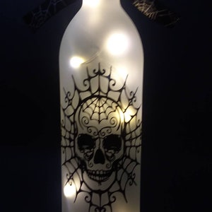 Skull Wine Bottle Light Halloween Decor skull decor Gothic decor image 1