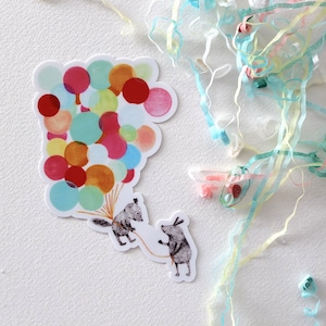 Bon Voyage! - Adesivo in vinile raffigurante piccole creature e palloncini