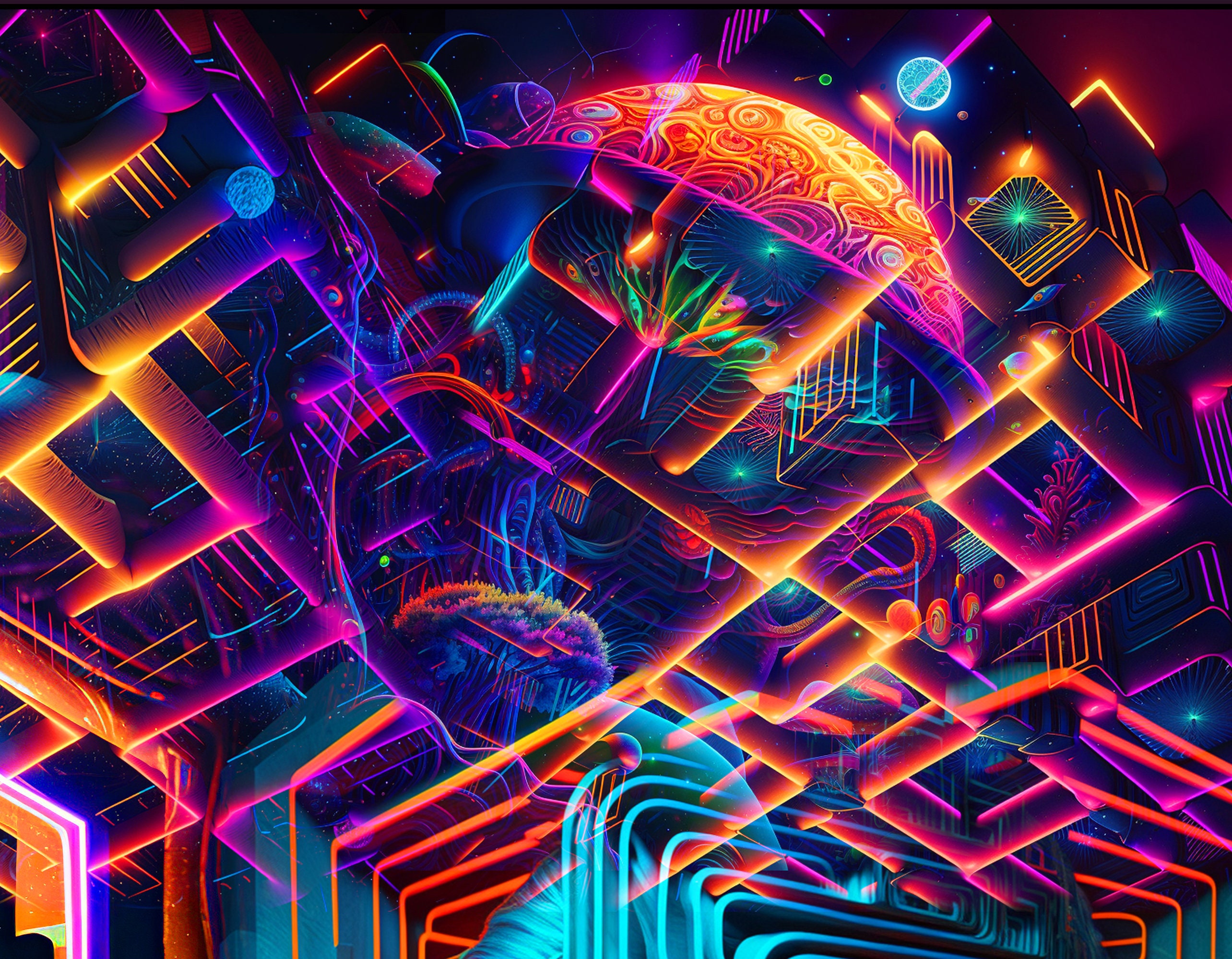 UV Reactive Blacklight Tapestry Psytrance Decor Psychedelic Trip ...