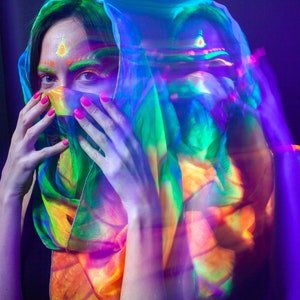 UV active Neon Shawl , Psychedelic Accessories image 1