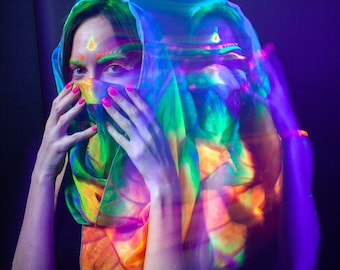 UV active Neon Shawl , Psychedelic Accessories