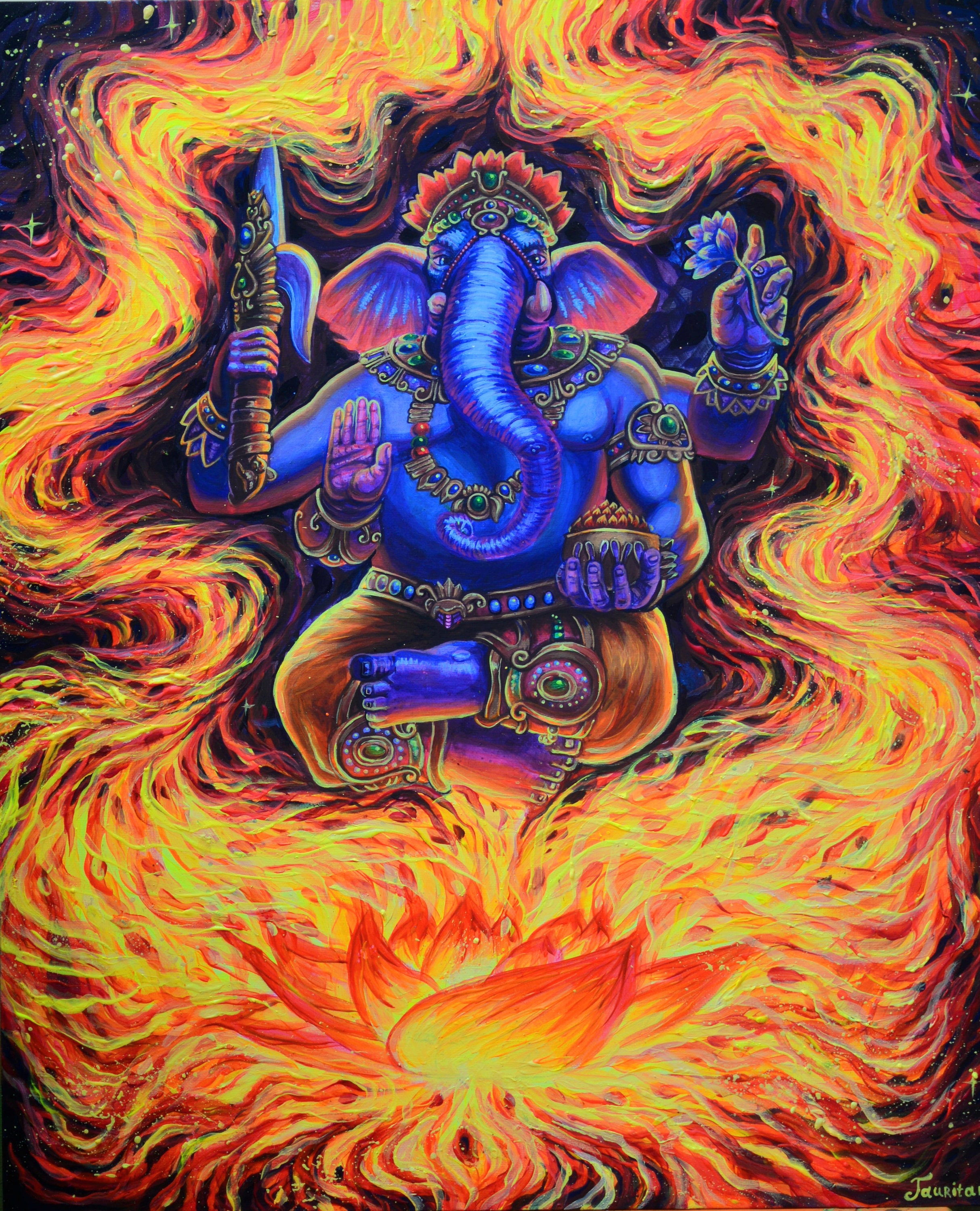 Trippy Art With Ganesh Psychedelic Neon Tapestry - Etsy Australia