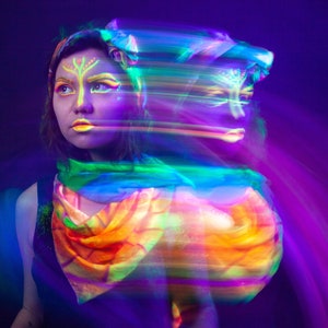 UV active Neon Shawl , Psychedelic Accessories image 9